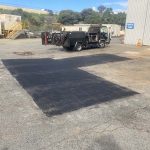 Completed asphalt patch repair in Welshpool, Western Australia for Big Yellow Mining Pty Ltd.